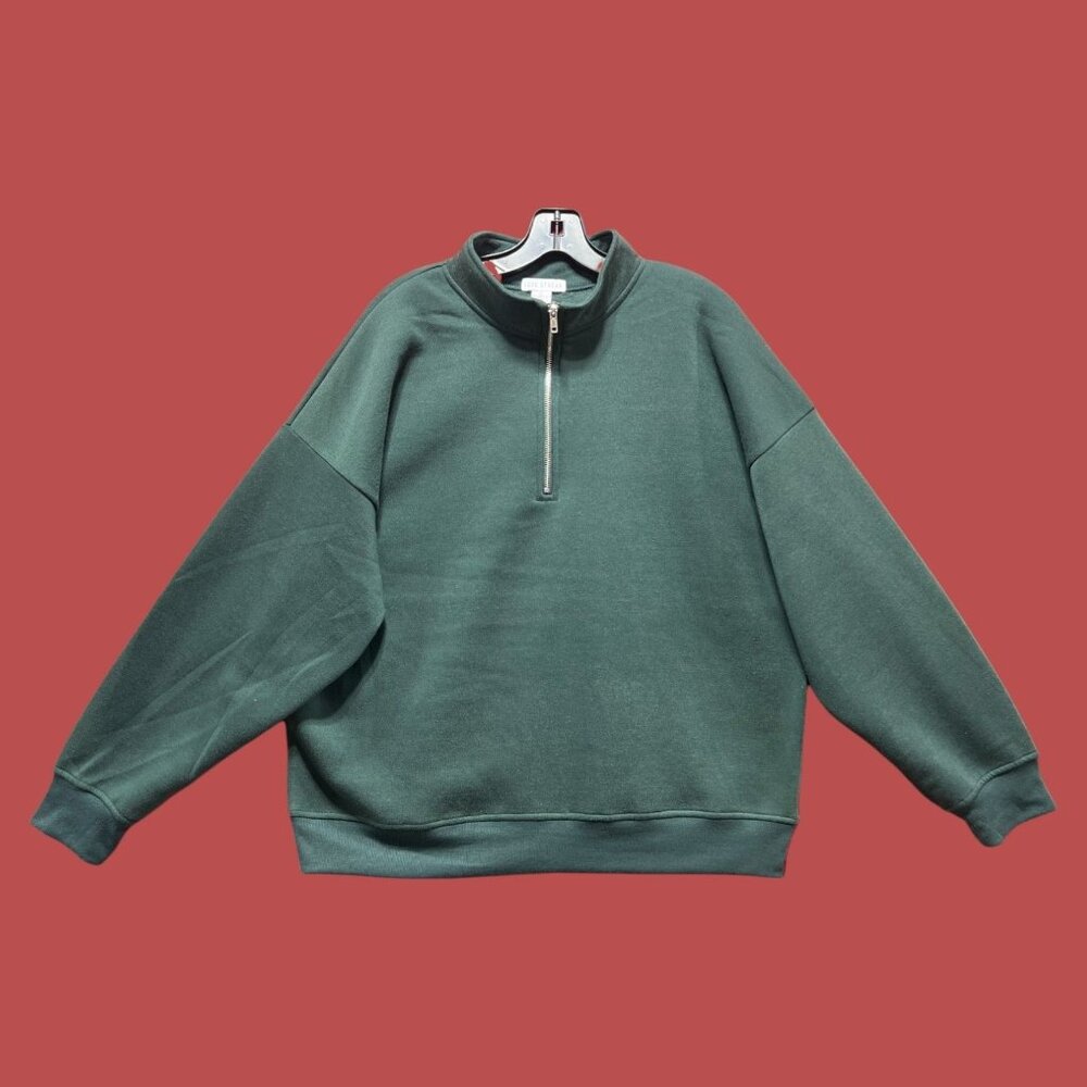 Love Streak - Men's Long Sleeve 1/2 Zipper Sweatshirt - Green - Extra Large